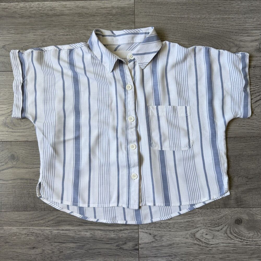 Aéropostale Women’s Button Down Crop Top White/Blue Stripe - Size‎ Small